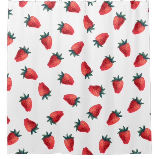 Wasserfarbenes nahtloses Muster mit Erdbeeren Duschvorhang (Vorderseite)