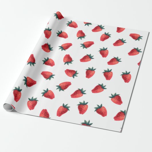 Wasserfarbenes nahtloses Muster mit Erdbeeren Geschenkpapier (Ungerollt)