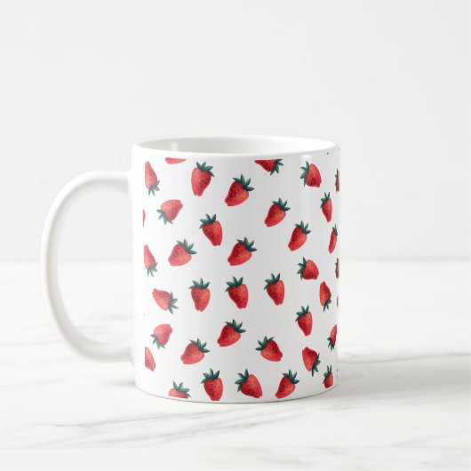Wasserfarbenes nahtloses Muster mit Erdbeeren Kaffeetasse (Links)