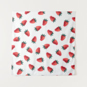 Wasserfarbenes nahtloses Muster mit Erdbeeren Wandteppich (Vorderseite (Horizontal))