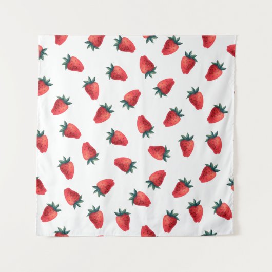 Wasserfarbenes nahtloses Muster mit Erdbeeren Wandteppich (Vorderseite)