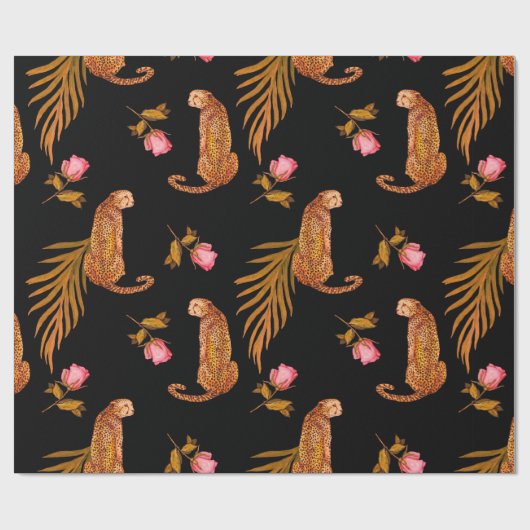 Wasserfarbenes nahtloses Muster mit Geparden Geschenkpapier (Flach)