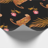 Wasserfarbenes nahtloses Muster mit Geparden Geschenkpapier (Ecke)