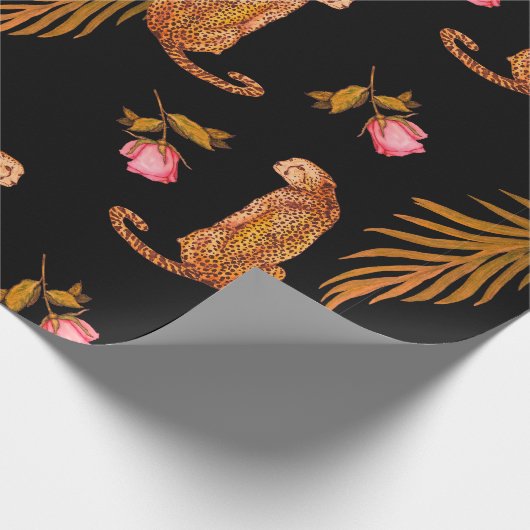 Wasserfarbenes nahtloses Muster mit Geparden Geschenkpapier (Ecke)