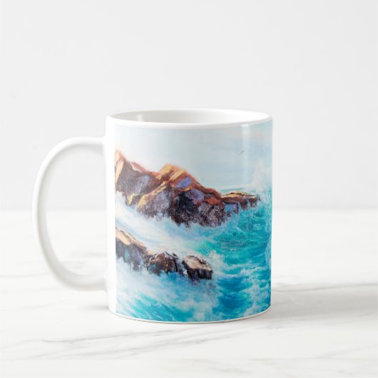 Wasserfarbenes nahtloses Muster mit handgestrichen Kaffeetasse (Links)