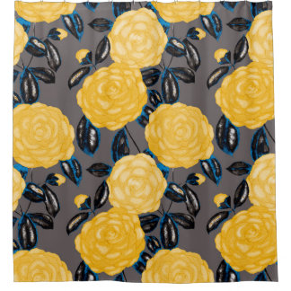 Wasserfarbenes nahtloses Muster mit Kamelien-Blume Duschvorhang