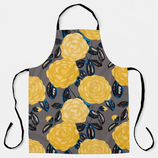 Wasserfarbenes nahtloses Muster mit Kamelien-Blume Schürze (Vorderseite)