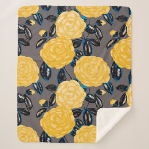 Wasserfarbenes nahtloses Muster mit Kamelien-Blume Sherpadecke