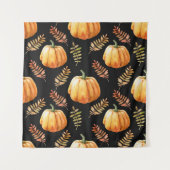 Wasserfarbenes nahtloses Muster mit Kürbis Wandteppich (Vorderseite)