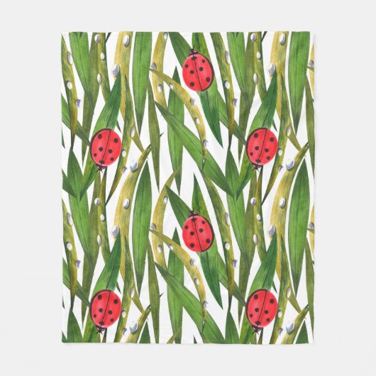 Wasserfarbenes nahtloses Muster mit Ladybugs. Gege Fleecedecke (Vorderseite)