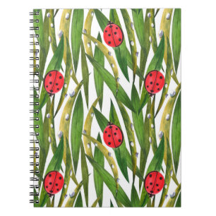 Wasserfarbenes nahtloses Muster mit Ladybugs. Gege Notizblock