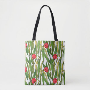 Wasserfarbenes nahtloses Muster mit Ladybugs. Gege Tasche