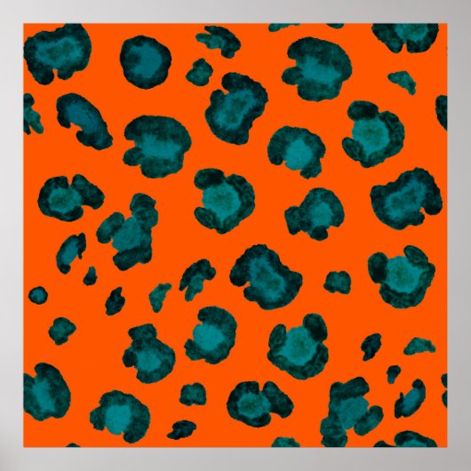 Wasserfarbenes, nahtloses Muster mit Leopardenhaut Poster (Vorne)