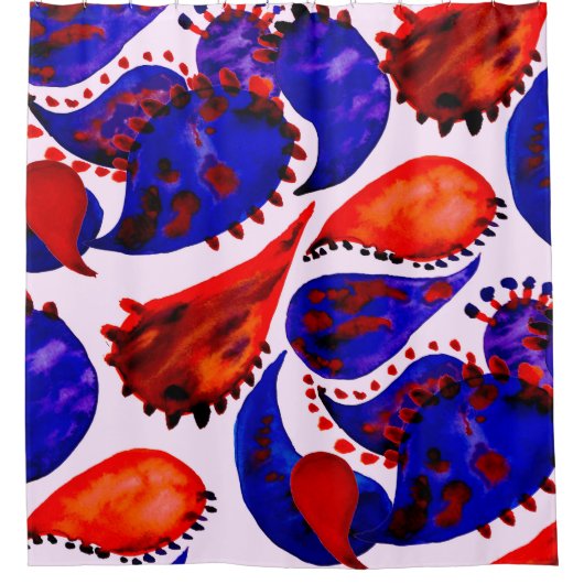 Wasserfarbenes nahtloses Muster mit Pisley. Abstra Duschvorhang (Vorderseite)