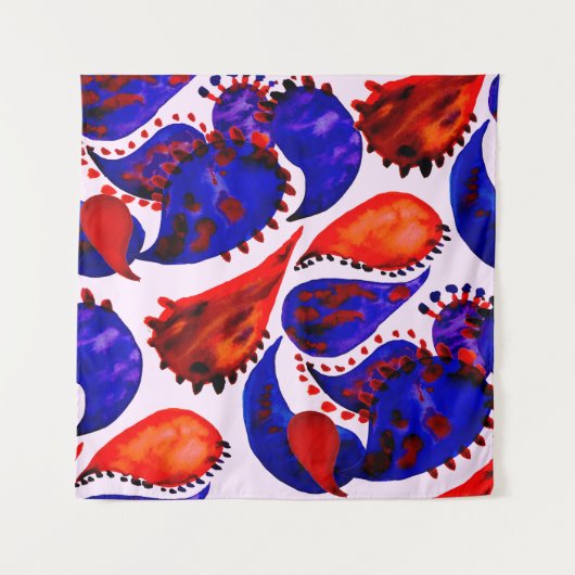 Wasserfarbenes nahtloses Muster mit Pisley. Abstra Wandteppich (Vorderseite)