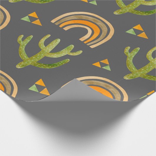 Wasserfarbenes nahtloses Muster mit Regenbogen und Geschenkpapier (Ecke)