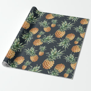 Wasserfarbenes nahtloses Muster mit reifer Ananas. Geschenkpapier