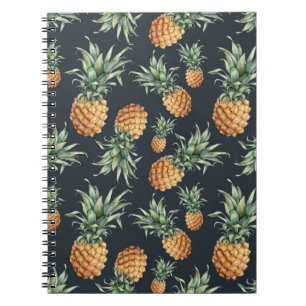 Wasserfarbenes nahtloses Muster mit reifer Ananas. Notizblock