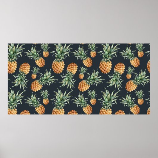 Wasserfarbenes nahtloses Muster mit reifer Ananas. Poster (Vorne)