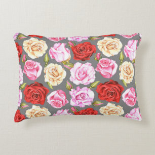 Wasserfarbenes nahtloses Muster mit Rose. Nahtlos Dekokissen