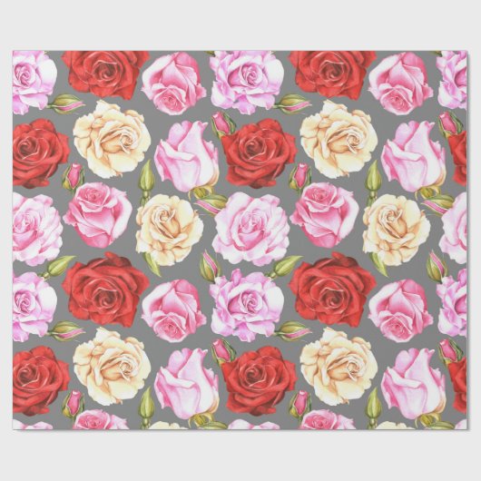 Wasserfarbenes nahtloses Muster mit Rose. Nahtlos Geschenkpapier (Flach)