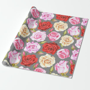 Wasserfarbenes nahtloses Muster mit Rose. Nahtlos Geschenkpapier