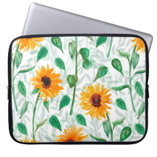 Wasserfarbenes nahtloses Muster mit Sonnenblumen Laptopschutzhülle