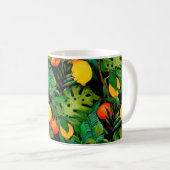 Wasserfarbenes nahtloses Muster mit tropischen Blä Kaffeetasse (VorderseiteRechts)