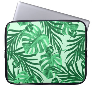 Wasserfarbenes nahtloses Muster mit tropischen Blä Laptopschutzhülle