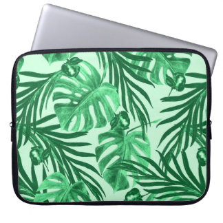 Wasserfarbenes nahtloses Muster mit tropischen Blä Laptopschutzhülle