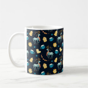Wasserfarbenes nahtloses Muster mit Weihnachtsmänn Kaffeetasse