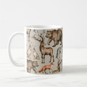Wasserfarbenes nahtloses Muster mit wild lebenden  Kaffeetasse