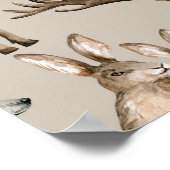 Wasserfarbenes nahtloses Muster mit wild lebenden Poster (Ecke)