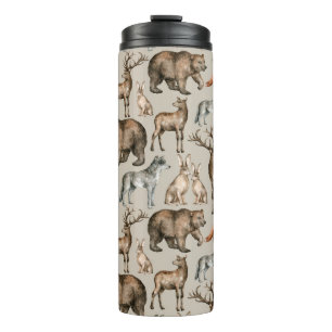 Wasserfarbenes nahtloses Muster mit wild lebenden  Thermosbecher
