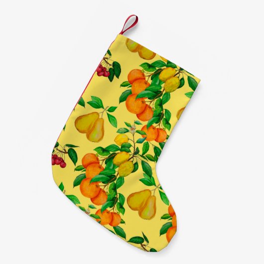 Wasserfarbenes nahtloses Muster mit Zitrusfrüchten Kleiner Weihnachtsstrumpf (Vorderansicht (hängend))