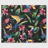 Wasserfarbenes nahtloses Muster, tropische Vögel,  Geschenkpapier (Flach)