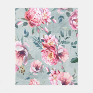 Wasserfarbenes nahtloses Muster von Pfirsichen und Fleecedecke