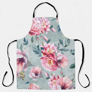 Wasserfarbenes nahtloses Muster von Pfirsichen und Schürze