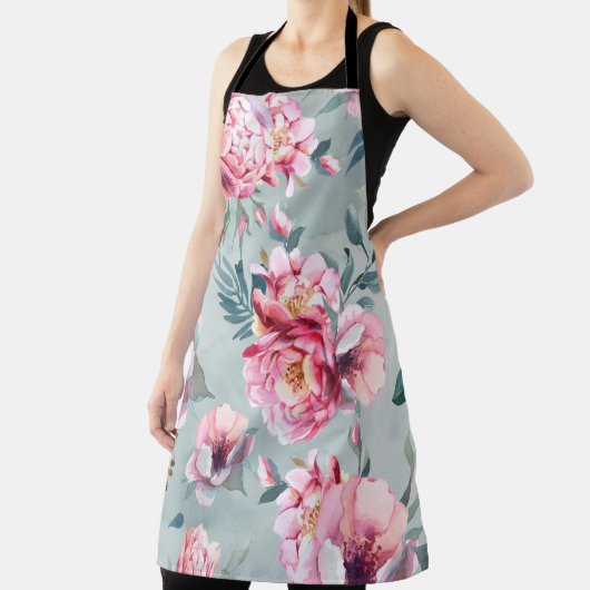 Wasserfarbenes nahtloses Muster von Pfirsichen und Schürze (InSitu)