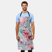 Wasserfarbenes nahtloses Muster von Pfirsichen und Schürze (Getragen)