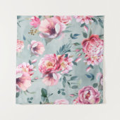 Wasserfarbenes nahtloses Muster von Pfirsichen und Wandteppich (Vorderseite (Horizontal))