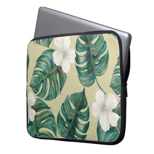 Wasserfarbenes, nahtloses tropisches Muster mit ex Laptopschutzhülle (Vorderseite Links)