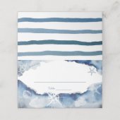 Wasserfarbenes nautisches Brautparty oder Hochzeit Platzkarte (Außenseite Aufgefaltet)