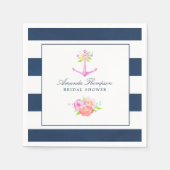 Wasserfarbenes nautisches Themed Floral Brautparty Serviette (Vorderseite)