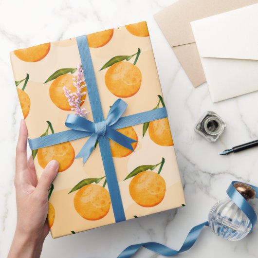 Wasserfarbenes Orangenmuster Geschenkpapier (Schenken)