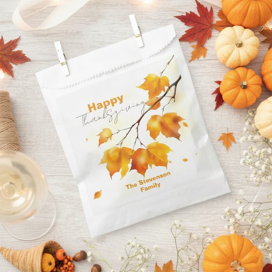 Wasserfarbenes Oranges Ahornblatt Thanksgiving-Din Geschenktütchen