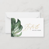 Wasserfarbenes Palmenblätterblättern und Einzelhei Mitteilungskarte (Vorderseite)