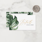Wasserfarbenes Palmenblätterblättern und Einzelhei Mitteilungskarte (Vorderseite/Rückseite Beispiel)
