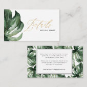 Wasserfarbenes Palmenblätterblättern und Einzelhei Mitteilungskarte (Vorne/Hinten)