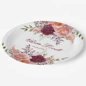 Wasserfarbenes Peony-Brautparty Pappteller (Schrägansicht)